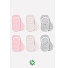 Bistyle 6'Lı Silikonlu Babet Penye Çorap BS30101B Pembe Ekru Gri