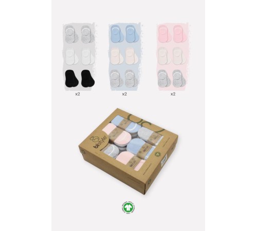 Bistyle 6'Lı Silikonlu Babet Penye Çorap BS30101B Pembe Ekru Gri Bistyle 6'Lı Silikonlu Babet Penye Çorap BS30101B Pembe Ekru Gri