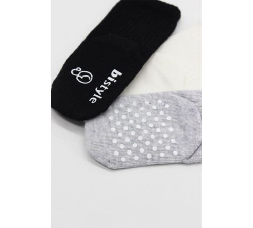 Bistyle Basic Kaymaz Penye Soket Çorap 3'Lü BS10107 Siyah Ekru Gri Bistyle Basic Kaymaz Penye Soket Çorap 3'Lü BS10107 Siyah Ekru Gri