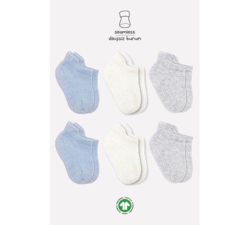 Bistyle Basic Penye Sneakers Çorap 6'Lı BS20101B Mavi Ekru Gri Bistyle Basic Penye Sneakers Çorap 6'Lı BS20101B Mavi Ekru Gri