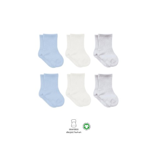 Bistyle Basic Penye Soket Çorap 6'Lı BS10101B Mavi Ekru Gri Bistyle Basic Penye Soket Çorap 6'Lı BS10101B Mavi Ekru Gri