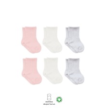 Bistyle Basic Penye Soket Çorap 6'Lı BS10101B Pembe Ekru Gri