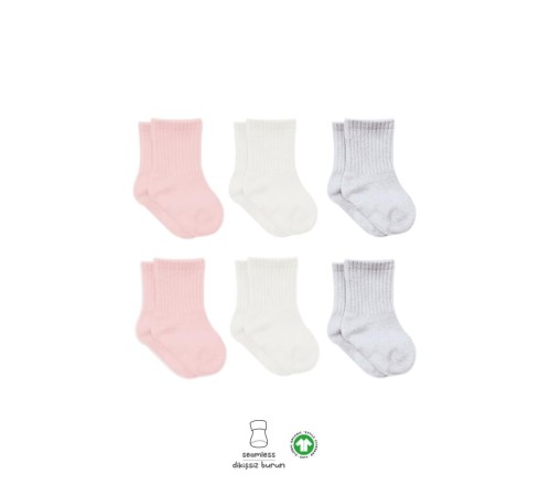 Bistyle Basic Penye Soket Çorap 6'Lı BS10101B Pembe Ekru Gri Bistyle Basic Penye Soket Çorap 6'Lı BS10101B Pembe Ekru Gri
