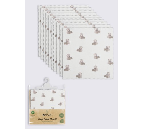 Bistyle Bear 20x20 10'Lu Penye Mendil 90162 Ekru
