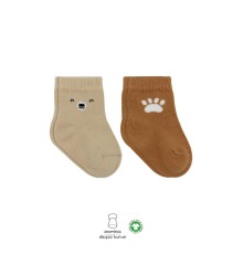 Bistyle Bear Penye Soket Çorap 2'Li BS10116 Bej