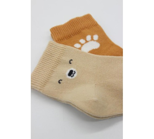 Bistyle Bear Penye Soket Çorap 2'Li BS10116 Bej Bistyle Bear Penye Soket Çorap 2'Li BS10116 Bej