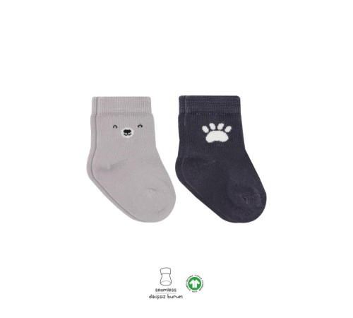 Bistyle Bear Penye Soket Çorap 2'Li BS10116 Gri Bistyle Bear Penye Soket Çorap 2'Li BS10116 Gri