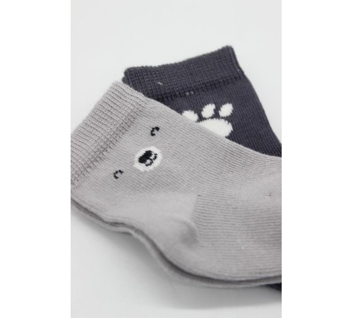 Bistyle Bear Penye Soket Çorap 2'Li BS10116 Gri Bistyle Bear Penye Soket Çorap 2'Li BS10116 Gri