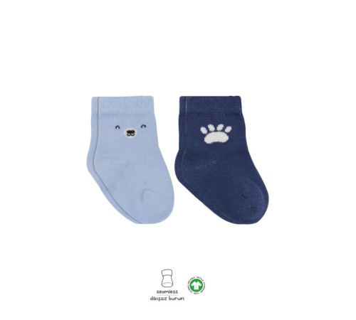 Bistyle Bear Penye Soket Çorap 2'Li BS10116 Mavi Bistyle Bear Penye Soket Çorap 2'Li BS10116 Mavi