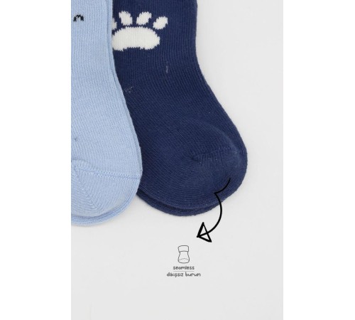 Bistyle Bear Penye Soket Çorap 2'Li BS10116 Mavi Bistyle Bear Penye Soket Çorap 2'Li BS10116 Mavi