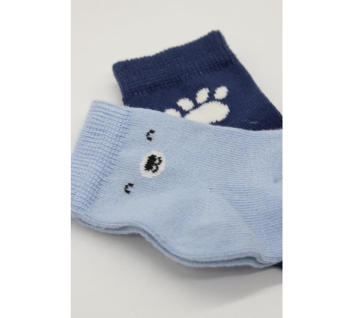 Bistyle Bear Penye Soket Çorap 2'Li BS10116 Mavi Bistyle Bear Penye Soket Çorap 2'Li BS10116 Mavi