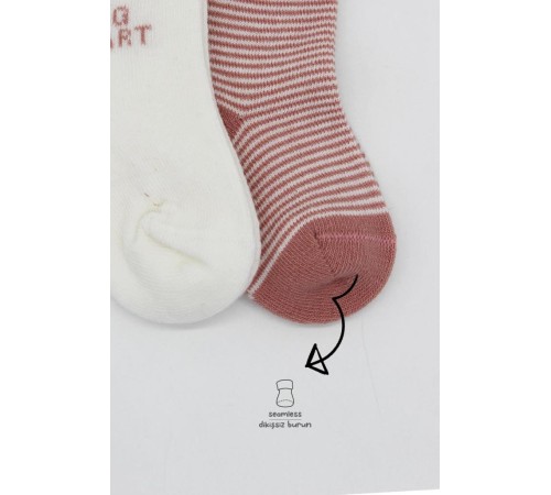 Bistyle Big Heart Penye Soket Çorap 2'Li BS10117 Pudra Bistyle Big Heart Penye Soket Çorap 2'Li BS10117 Pudra
