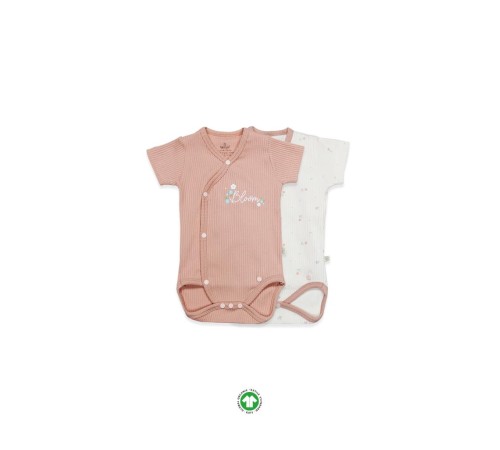 Bistyle Bloom Rose 2'li Yarım Kol Badi 17119 Ekru Gül Kurusu