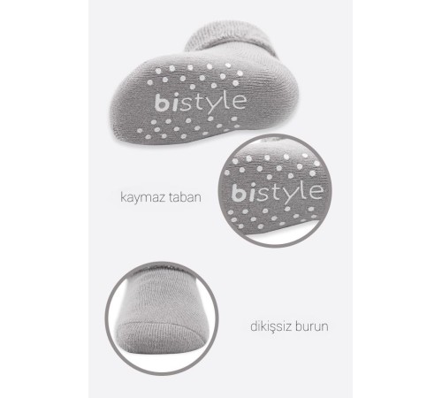 Bistyle Çemberli Kaymaz Havlu Soket Çorap 2'Li BS10503 İndigo Gri Bistyle Çemberli Kaymaz Havlu Soket Çorap 2'Li BS10503 İndigo Gri