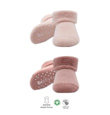 Bistyle Çemberli Kaymaz Havlu Soket Çorap 2'Li BS10503 Pudra Pembe