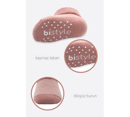 Bistyle Çemberli Kaymaz Havlu Soket Çorap 2'Li BS10503 Pudra Pembe