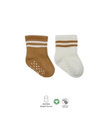Bistyle Çemberli Kaymaz Soket Çorap 2'Li BS10125 Ekru Hardal