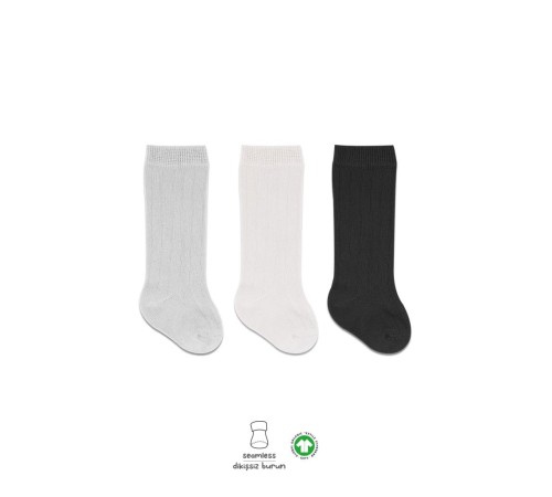 Bistyle Derby Dizaltı Çorap 3'Lü BS40101 Ekru Gri Siyah Bistyle Derby Dizaltı Çorap 3'Lü BS40101 Ekru Gri Siyah