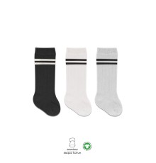 Bistyle Derby Dizaltı Çorap 3'Lü BS40101 Siyah Ekru Gri Çemberli
