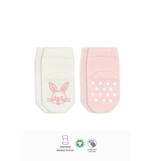 Bistyle Hayvan Figürlü Kaymaz Soket Çorap 2'Li BS10104 Pembe Ekru