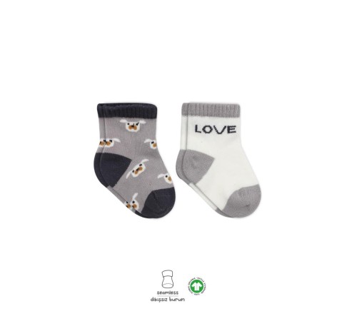 Bistyle Love Dog Penye Soket Çorap 2'Li BS10118 Gri Bistyle Love Dog Penye Soket Çorap 2'Li BS10118 Gri