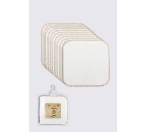 Bistyle Organik 28x28 10'Lu Penye Mendil 90101 Ekru