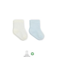 Bistyle Puan Derby Penye Soket Çorap 2'Li BS10103 Mavi Ekru