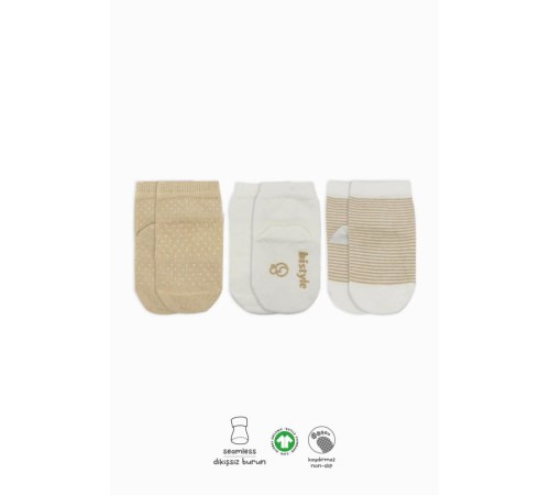 Bistyle Puanlı Kaymaz Penye Soket Çorap 3'Lü BS10108 Bej Bistyle Puanlı Kaymaz Penye Soket Çorap 3'Lü BS10108 Bej