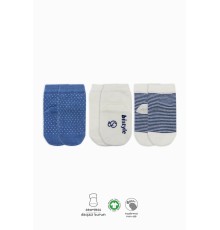 Bistyle Puanlı Kaymaz Penye Soket Çorap 3'Lü BS10108 İndigo