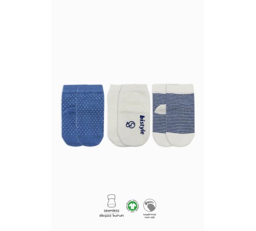 Bistyle Puanlı Kaymaz Penye Soket Çorap 3'Lü BS10108 İndigo Bistyle Puanlı Kaymaz Penye Soket Çorap 3'Lü BS10108 İndigo