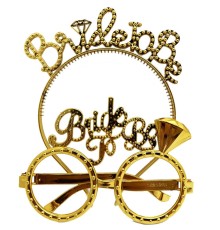 BrideToBeYazılıTaçveBrideToBeYazılıGözlükSetiAltınRenk