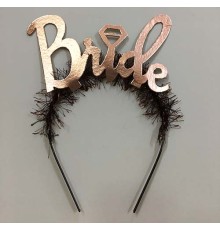 Bride Yazılı Bekarlığa Veda Partisi Tacı Rose Renk