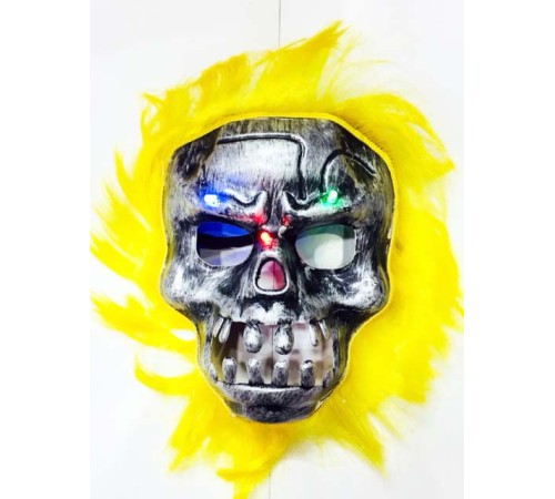Cadılar Bayramı Halloween Işıklı Kurukafa Maske sarı saçlı Cadılar Bayramı Halloween Işıklı Kurukafa Maske sarı saçlı