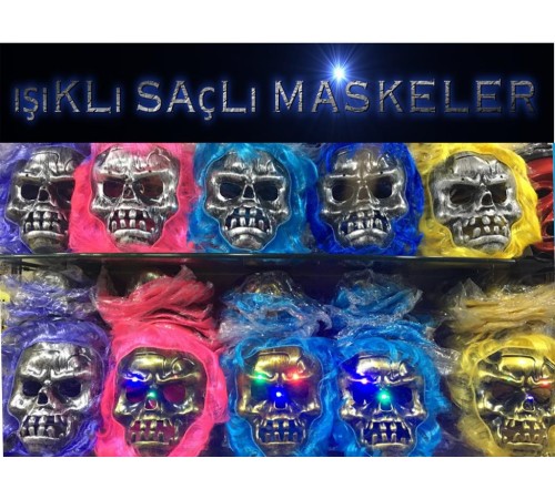 Cadılar Bayramı Işıklı Halloween Kuru Kafa Maskesi 1 Adet karışık Renk Cadılar Bayramı Işıklı Halloween Kuru Kafa Maskesi 1 Adet karışık Renk