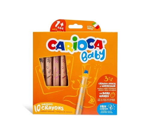 Carioca Baby "3 in 1" Jumbo Ahşap Gövdeli Boya Kalemi 10'lu Carioca Baby "3 in 1" Jumbo Ahşap Gövdeli Boya Kalemi 10'lu