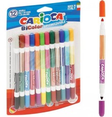Carioca Bicolor Süper Yıkanabilir Çift Uçlu Keçeli Boya Kalemi 12'Li 24 Renk