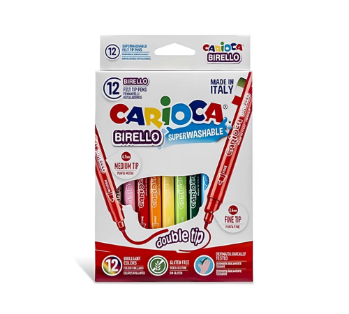 Carioca Bırello Süper Yıkanabilir Çift Taraflı Keçeli Boya Kalemi 12’li Carioca Bırello Süper Yıkanabilir Çift Taraflı Keçeli Boya Kalemi 12’li