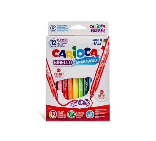 Carioca Birello Süper Yıkanabilir Çift Taraflı Keçeli Boya Kalemi 12'Li Carioca Birello Süper Yıkanabilir Çift Taraflı Keçeli Boya Kalemi 12'Li