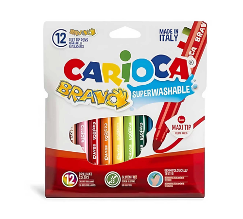 Carioca Bravo Süper Yıkanabilir Keçeli Boya Kalemi 12’li 42755 Carioca Bravo Süper Yıkanabilir Keçeli Boya Kalemi 12’li 42755