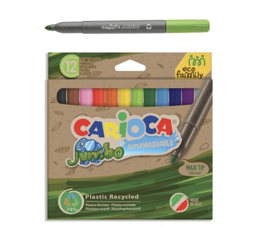 Carioca Eco Family Jumbo Süper Yıkanabilir Keçeli Boya Kalemi 12'Li Carioca Eco Family Jumbo Süper Yıkanabilir Keçeli Boya Kalemi 12'Li