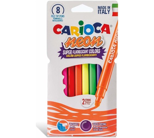 Carioca Fosforlu Yıkanabilir Keçeli Boya Kalemi 8'Li Carioca Fosforlu Yıkanabilir Keçeli Boya Kalemi 8'Li