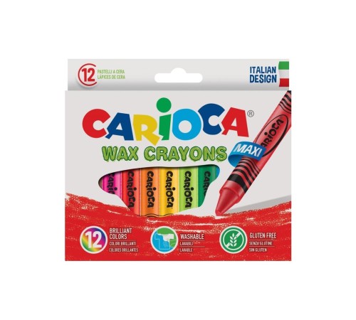 Carioca Wax Maxi Yıkanabilir Pastel Boya Kalemi 12'Li Carioca Wax Maxi Yıkanabilir Pastel Boya Kalemi 12'Li