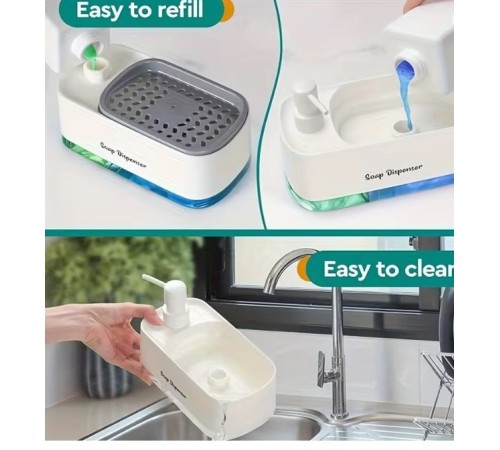 Çift Hazneli Sıvı Sabunluk ve Süngerlik Hazneli