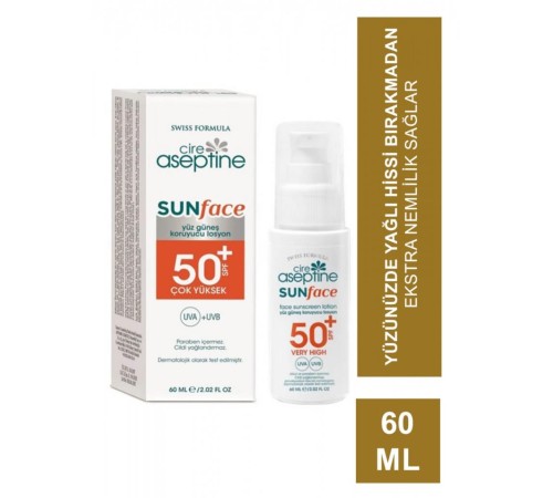Cire Aseptine Sun Yüz Güneş Koruyucu Losyon 50 SPF 60ml Cire Aseptine Sun Yüz Güneş Koruyucu Losyon 50 SPF 60ml