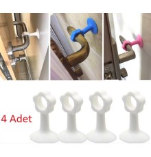 CM-072 Vantuzlu Geçmeli Kapı Kolu Stoper 4lü Set Beyaz