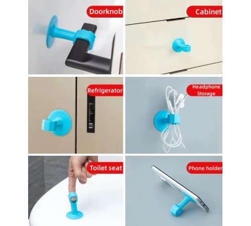 CM-072 Vantuzlu Geçmeli Kapı Kolu Stoper 4lü Set Beyaz