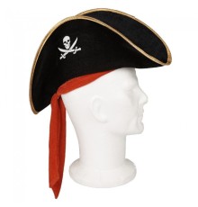 Çocuk Boy Kadife Jack Sparrow Denizci Kaptan Jack Korsan Şapkası 45x16 cm
