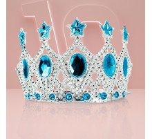 ÇocukKraliçeTacı-MaviYıldızİşlemeliPrensesTacı15x7cm