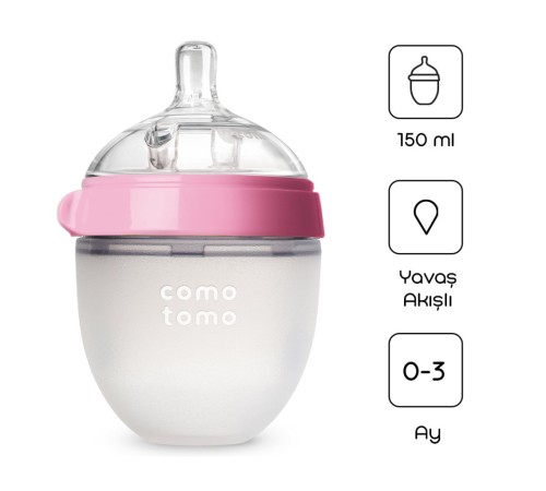 Comotomo Antikolik Silikon Biberon 150 ml 0-3 Ay Pembe Comotomo Antikolik Silikon Biberon 150 ml 0-3 Ay Pembe