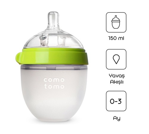 Comotomo Antikolik Silikon Biberon 150 ml 0-3 Ay Yeşil Comotomo Antikolik Silikon Biberon 150 ml 0-3 Ay Yeşil